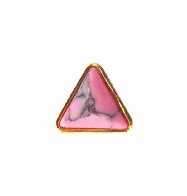 Metallic nail decoration triangular pink with stone.