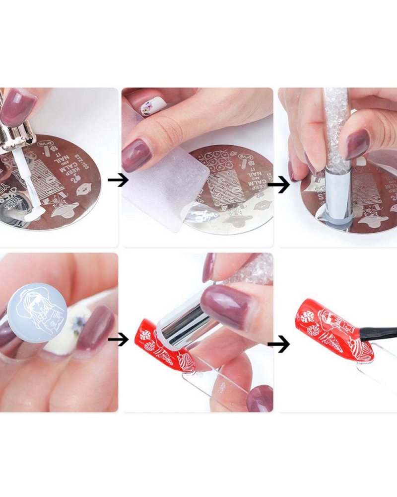 Stamp for nail designs with double silicone white/transparent 2