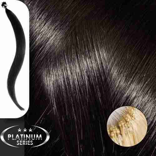 Micro Ring Loop Hair Extensions Φυσική Τρίχα Platinum No 1.0 Μαύρο -50cm