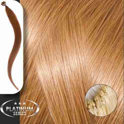 Micro Ring Loop Hair Extensions Natural Hair Platinum No 8.0 Blond Light -50cm